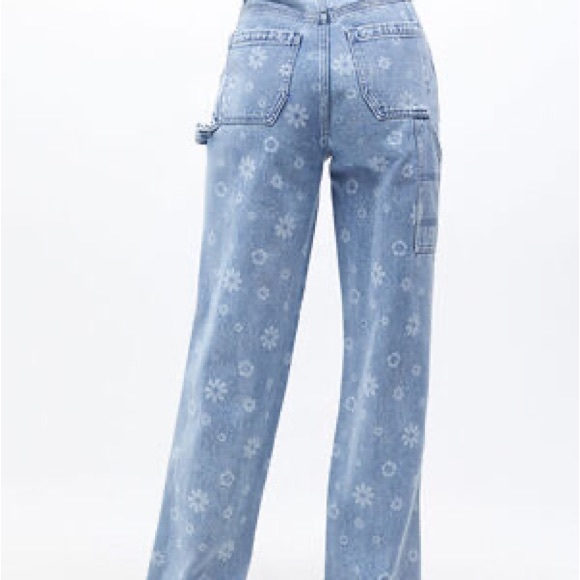 pacsun high waisted floral carpenter jeans size 24 - Picture 6 of 7